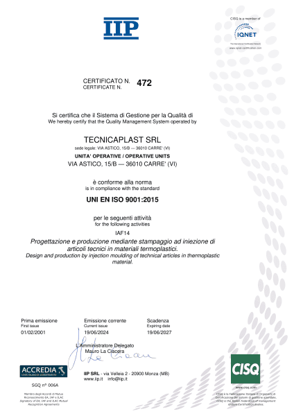Rinnovo Certificazione ISO 9001:2015